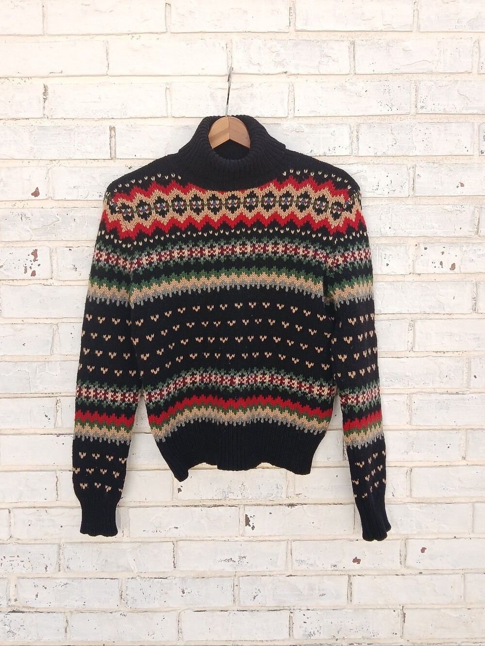 Vintage Ralph Lauren Wool Cashmere Fair Isle Turtleneck Sweater Multicolor - Picture 2 of 6
